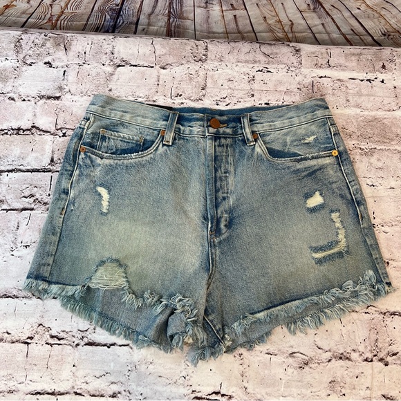 BLANK NYC Women's Denim Cut Off HOLLYWEIRD High Rise Frayed Hot Shorts Size 30 - Picture 1 of 8